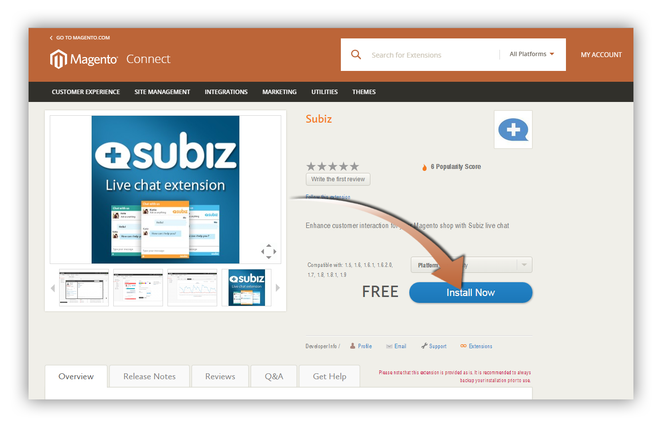 Subiz- live chat - Subiz extension for Magento