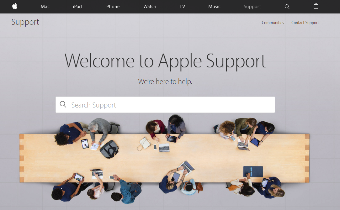 Trang hỗ trợ trực tuyến của Apple