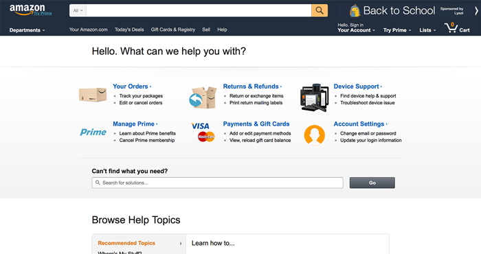 dịch vụ khách hàng của Amazon 