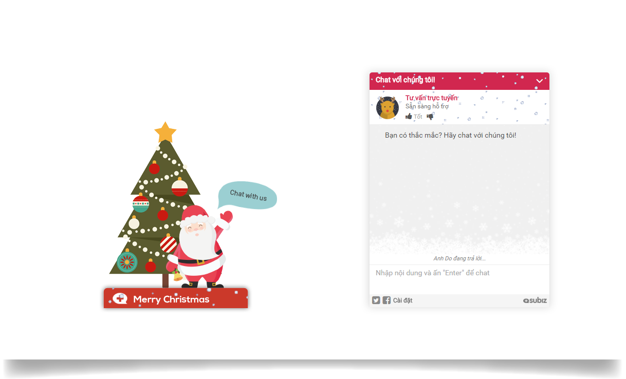 Cửa sổ chat và bubble Giáng sinh
