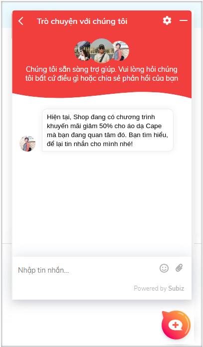 subiz tren website thoi trang