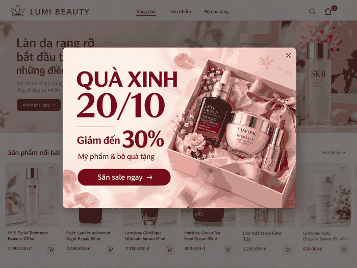Popup 20-10 điều hướng về trang đích