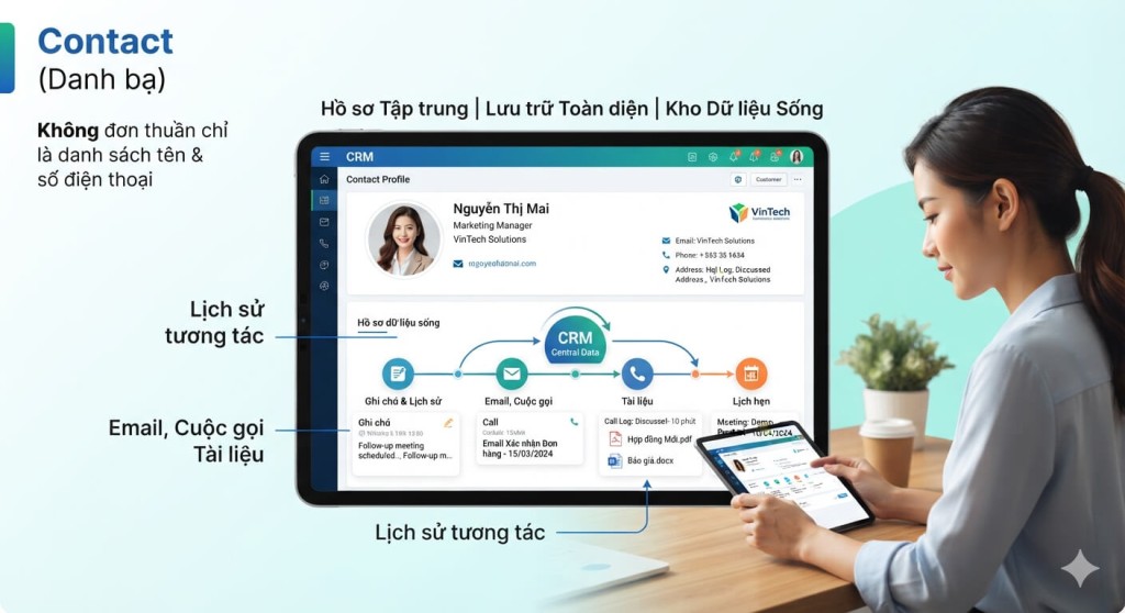 H&igrave;nh ảnh minh họa, m&ocirc; tả cấu tr&uacute;c của chức năng Contacts 