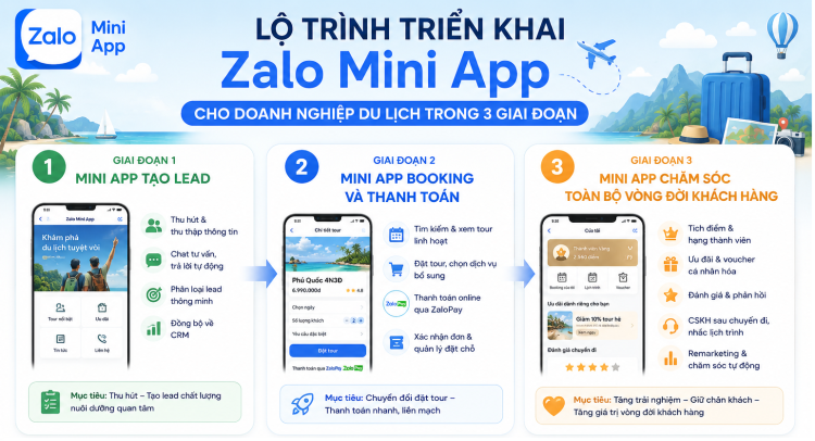 Lộ trình triển khai Zalo Mini App cho doanh nghiệp du lịch