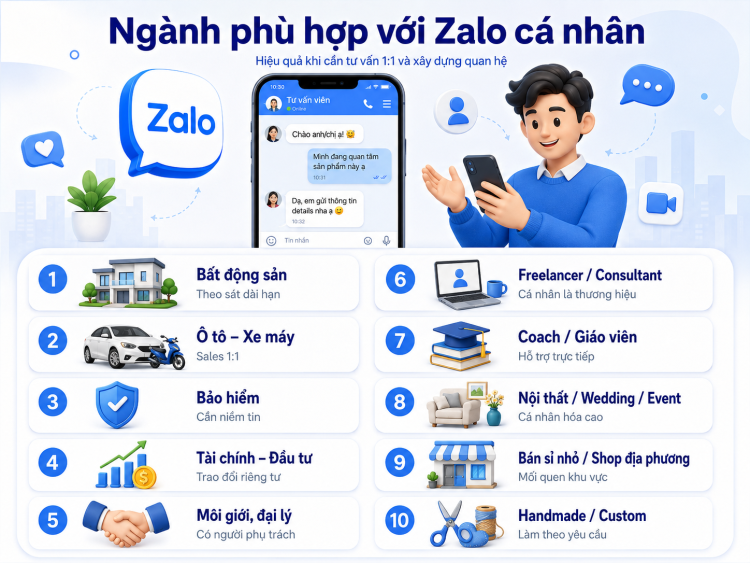 Một số ngành phù hợp kinh doanh bằng Zalo cá nhân