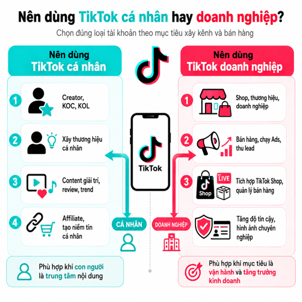 Ai nên dùng Tiktok cá nhân? Ai nên dùng Tiktok Business