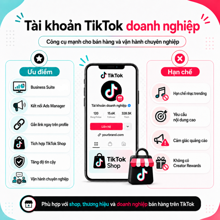 Ưu nhược điểm khi sử dụng tài khoản Tiktok doanh nghiệp