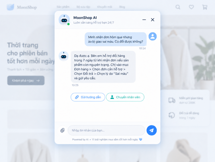 Minh họa chatbot AI hỗ trợ khách
