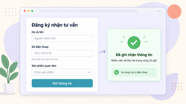 Thiết kế form liên hệ trên website: Nội dung ngắn gọn, dễ hiểu