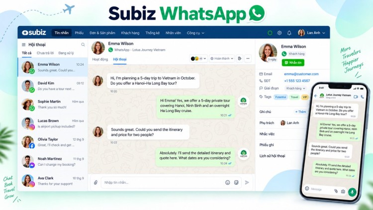 Subiz WhatsApp - Trả lời tin nhắn WhatsApp, Instagram, Facebook... trên Subiz